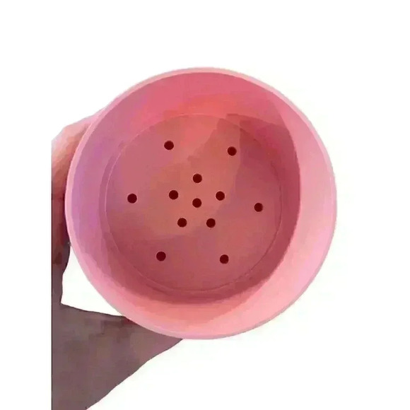 NEW 3D Printed Short Round Plant/Flower Pot with Drainage Tray in Pink - Picture 5 of 6